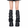 Eyelet Strap Leg Warmers with Cross Charms - AltBrat