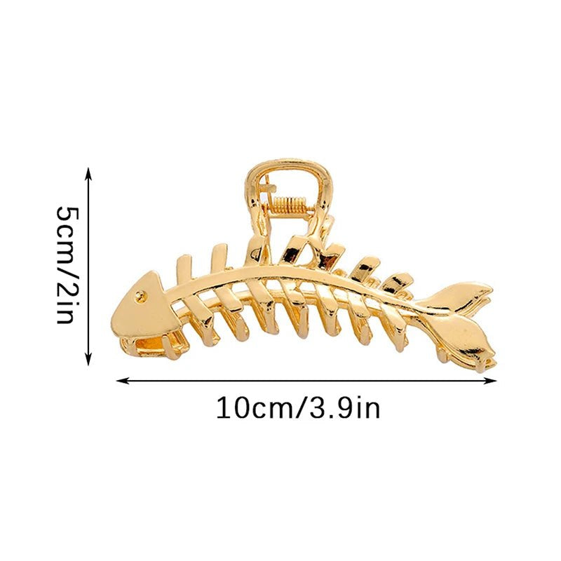 Large Metal Hair Claw Clip Fish Bone Irregular Hairpins Punk Style Silver Hair Claws Barrettes Women HairClips Hair Acce - AltBrat