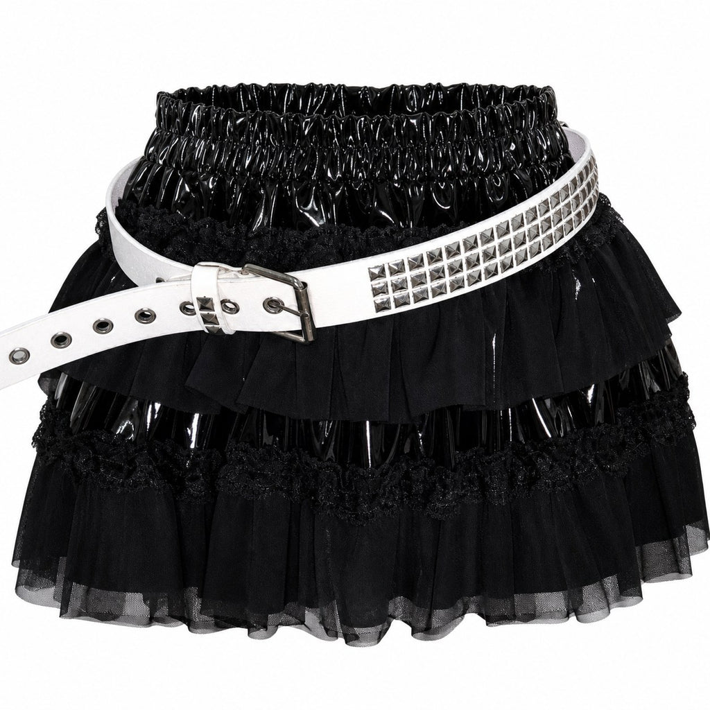 White Pyramid Stud Punk Belt with Grommets - AltBrat