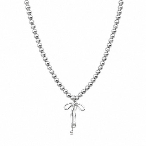 Fashionable Choker with Pendant Graceful Bowknot Pendant Choker Necklace with Gray Pearls Neck Jewelry Accessories