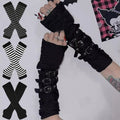 Striped & Buckle Fingerless Arm Warmers - AltBrat