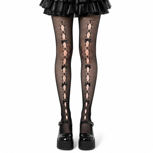 Bow Cut-Out Fishnet Tights - AltBrat