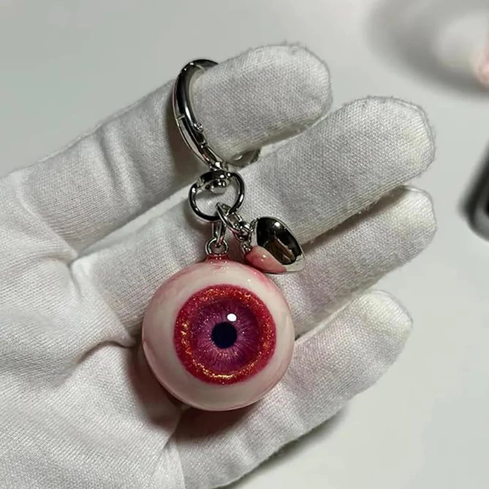 Gothic Demon Eye Keychain Resin Heart Shaped Buckle Pendant Halloween Charms Keyring Party Backpack Decor Jewelry Access - AltBrat