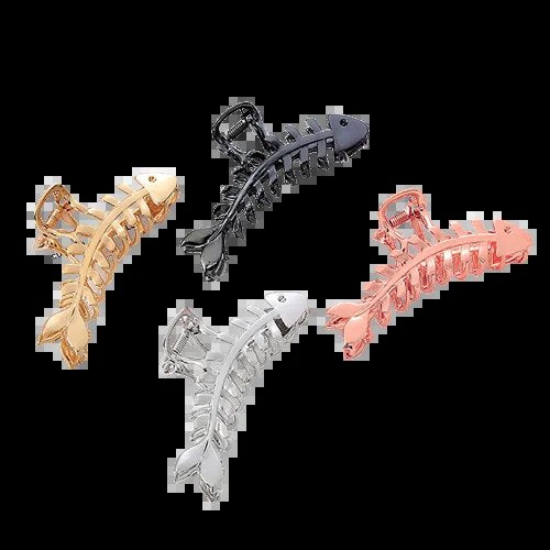 Large Metal Hair Claw Clip Fish Bone Irregular Hairpins Punk Style Silver Hair Claws Barrettes Women HairClips Hair Acce - AltBrat