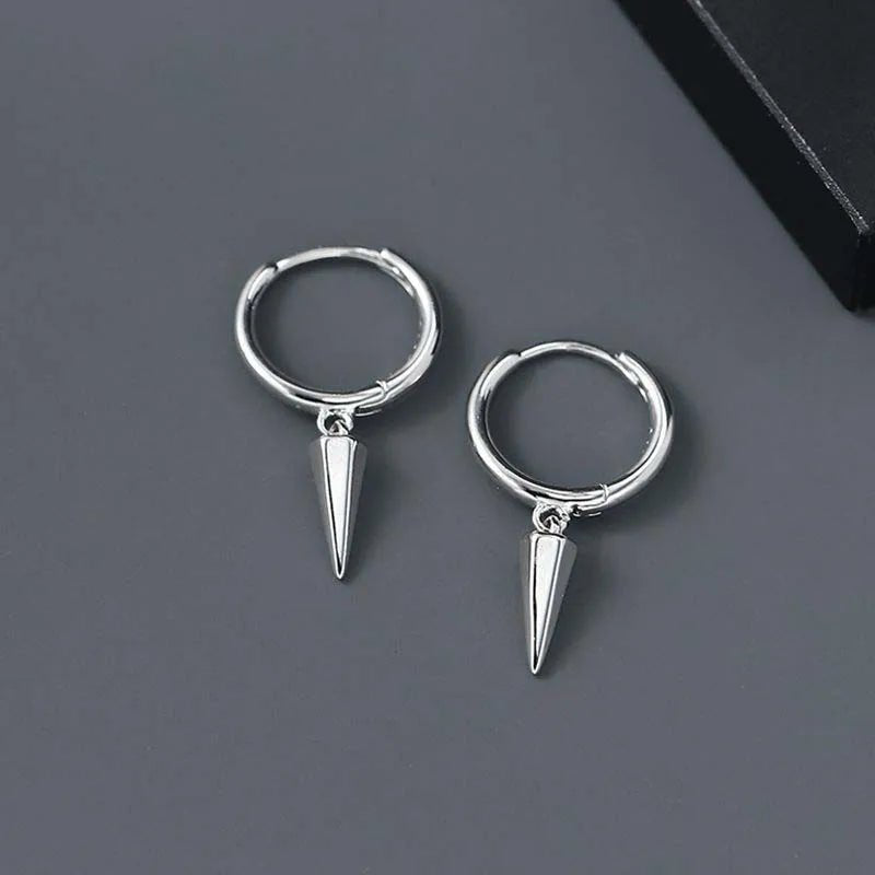Gothic Silver Color Rivet Drop Earrings for Women Men Punk Hip Hop Metal Geometric Cone Pendant Earrings Y2K Party Jewel - AltBrat