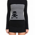Striped Skull & Crossbones Strapless Bandeau Top - AltBrat