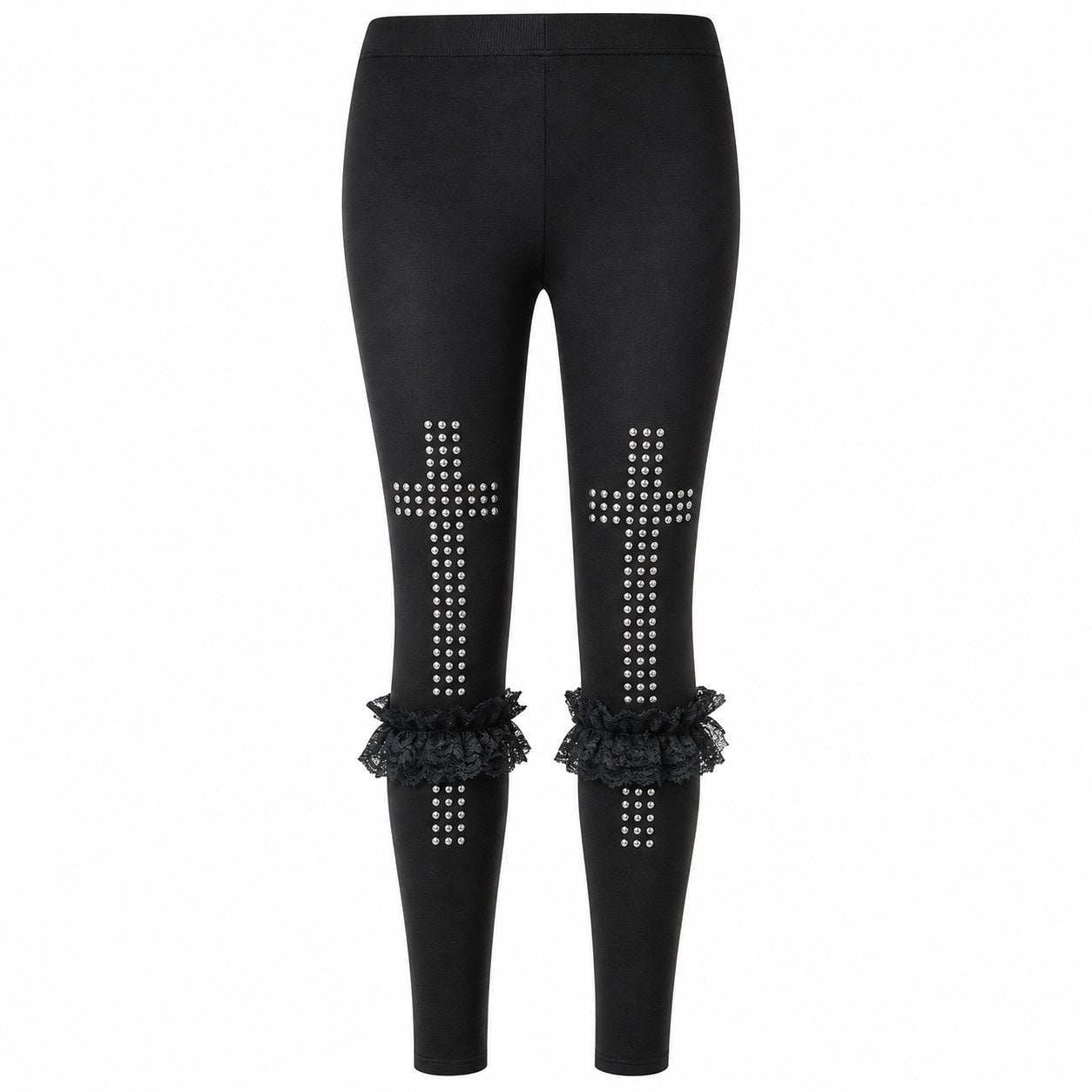 Rhinestone Cross Sheer Tights - AltBrat