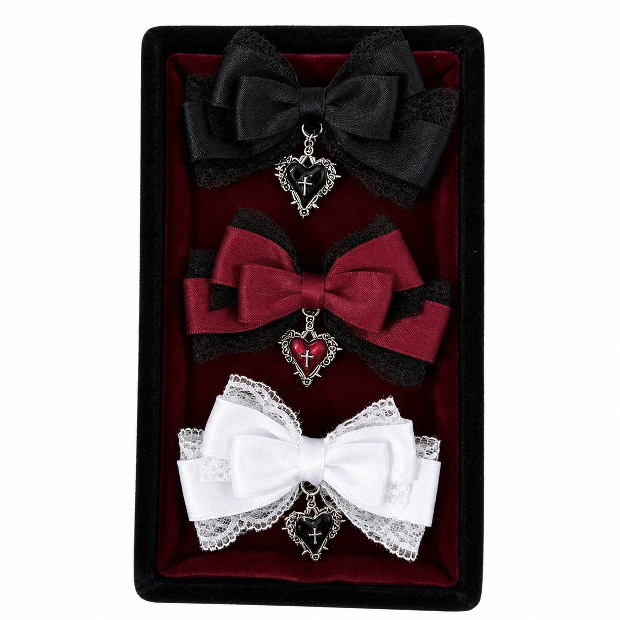 Elegant Black Ribbon Bow Hair Clip Gothic Lolita Inspired Headdress with High-Quality Materials, Fashion Hair Accessory for Girl