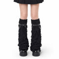 Ripped Distressed Leg Warmers with Cross Charm - AltBrat