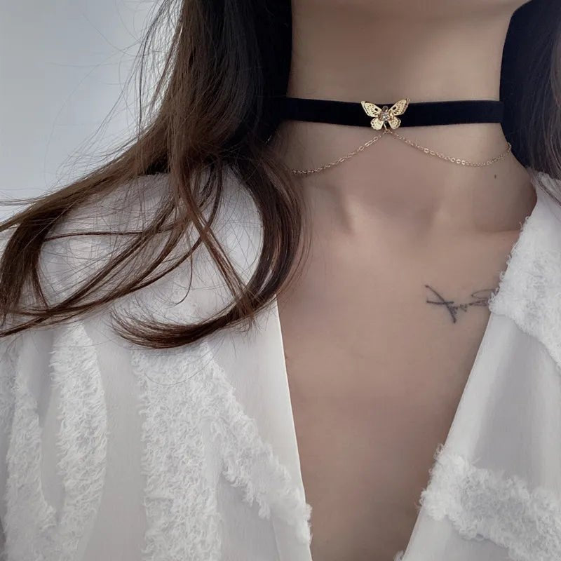 Gothic Red Black Lace Bow Choker Necklace Women Collar Necklace Vintage Choker Short Chain Necklace Halloween Fashion Je - AltBrat