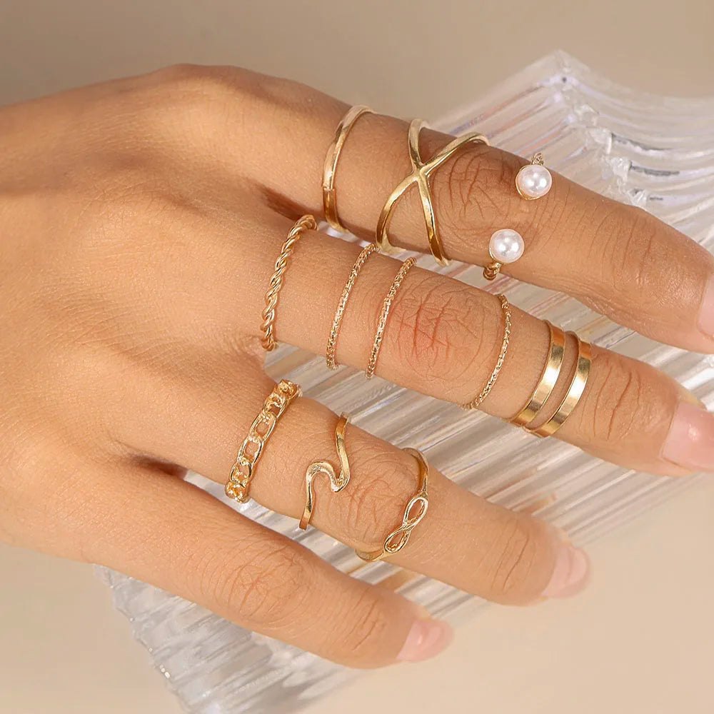 Aihua Punk Black Hollow Round Finger Rings for Women Men Vintage Gothic Geometric Cross Finger Ring Set Party Jewelry Gi - AltBrat