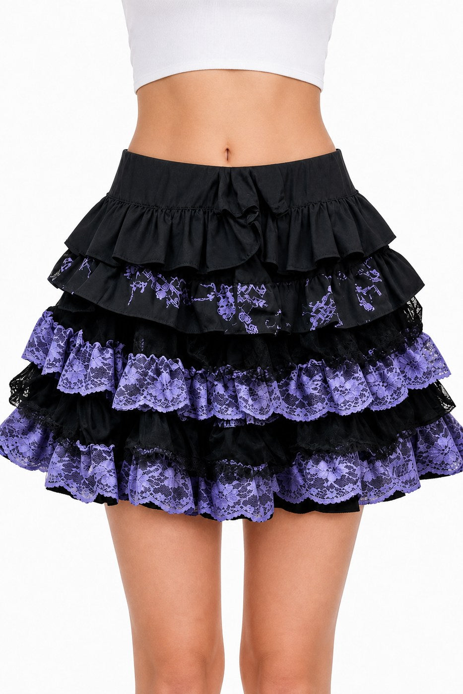 Purple Lace Tiered Cake Tutu Skirt - AltBrat