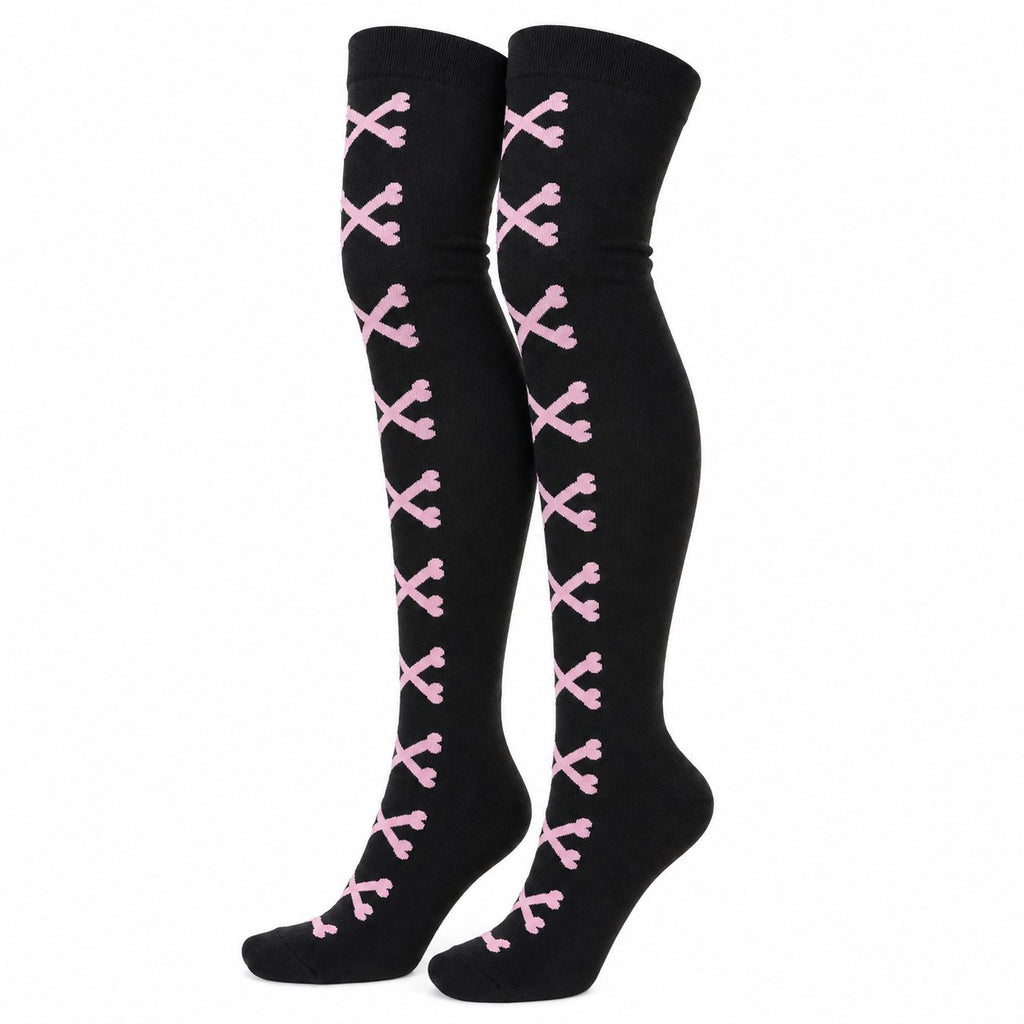 Heart Crossbones Over-Knee Thigh-High Socks - AltBrat