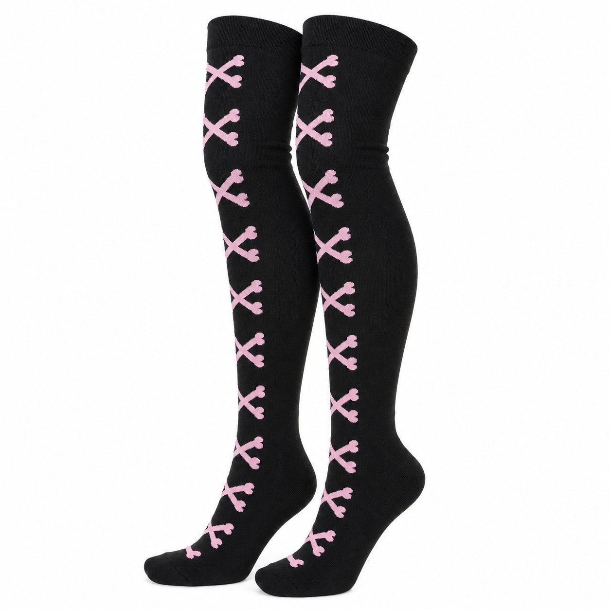 Heart Crossbones Over-Knee Thigh-High Socks - AltBrat