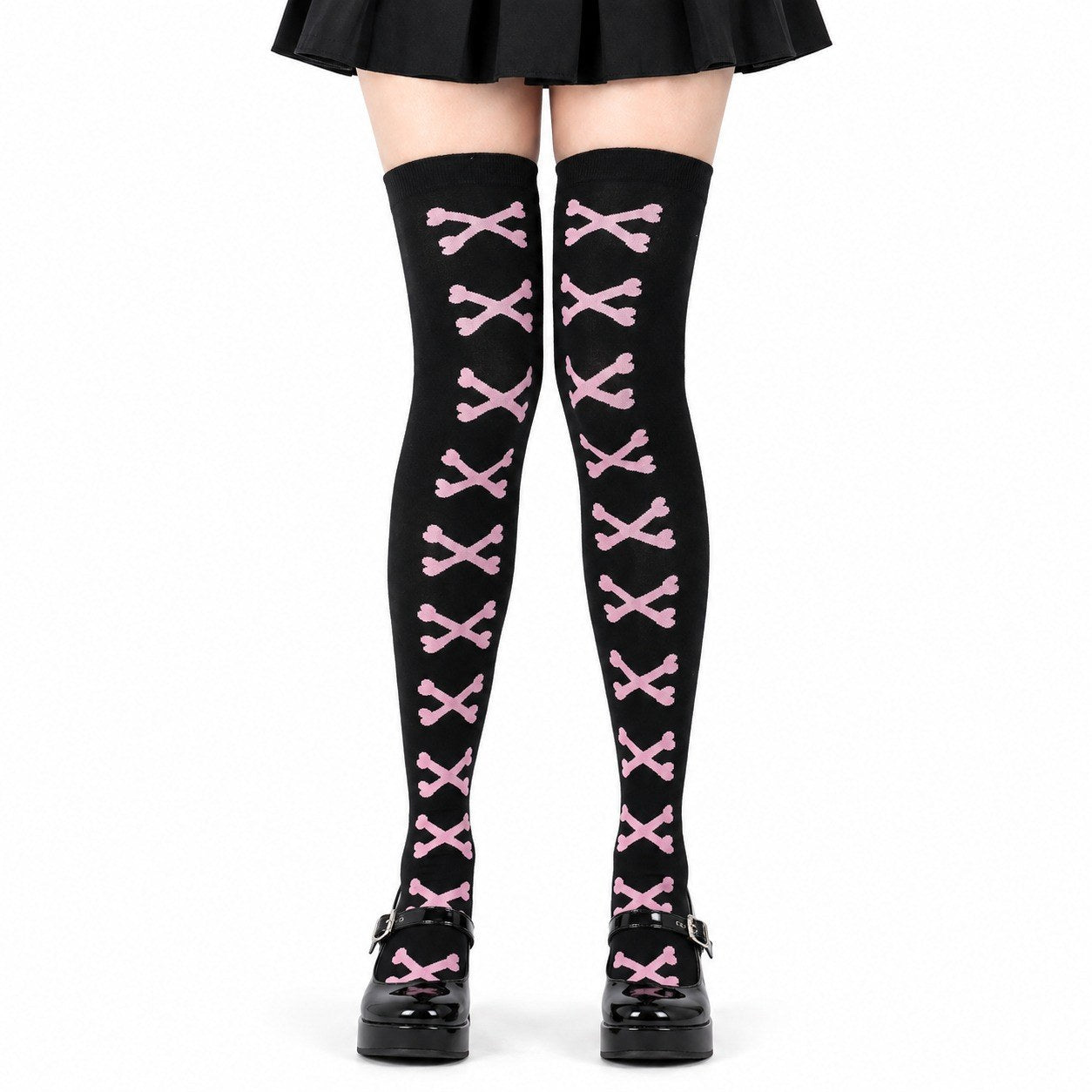 Heart Crossbones Over-Knee Thigh-High Socks - AltBrat