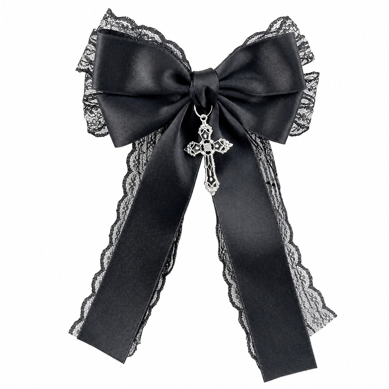 Ladies' black lace bow hair accessory hair clip Gothic cross with dark style