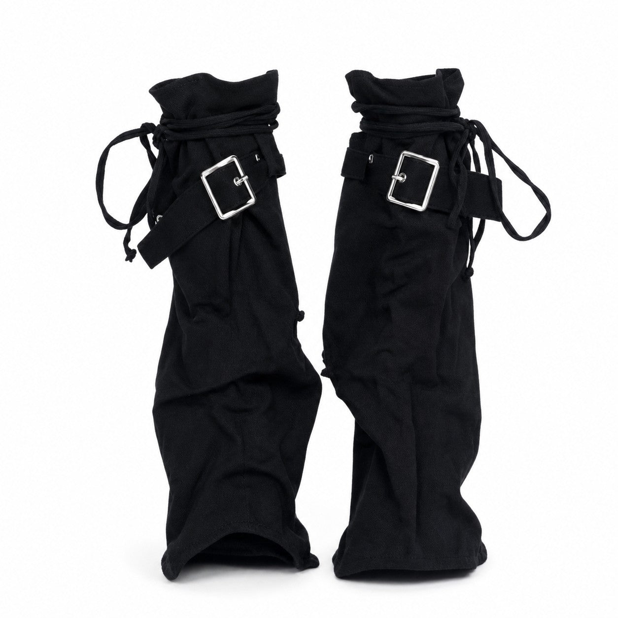 Distressed Denim Buckle Leg Warmers