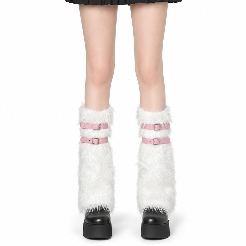 Faux Fur Leg Warmers with Buckle Straps — AltBrat