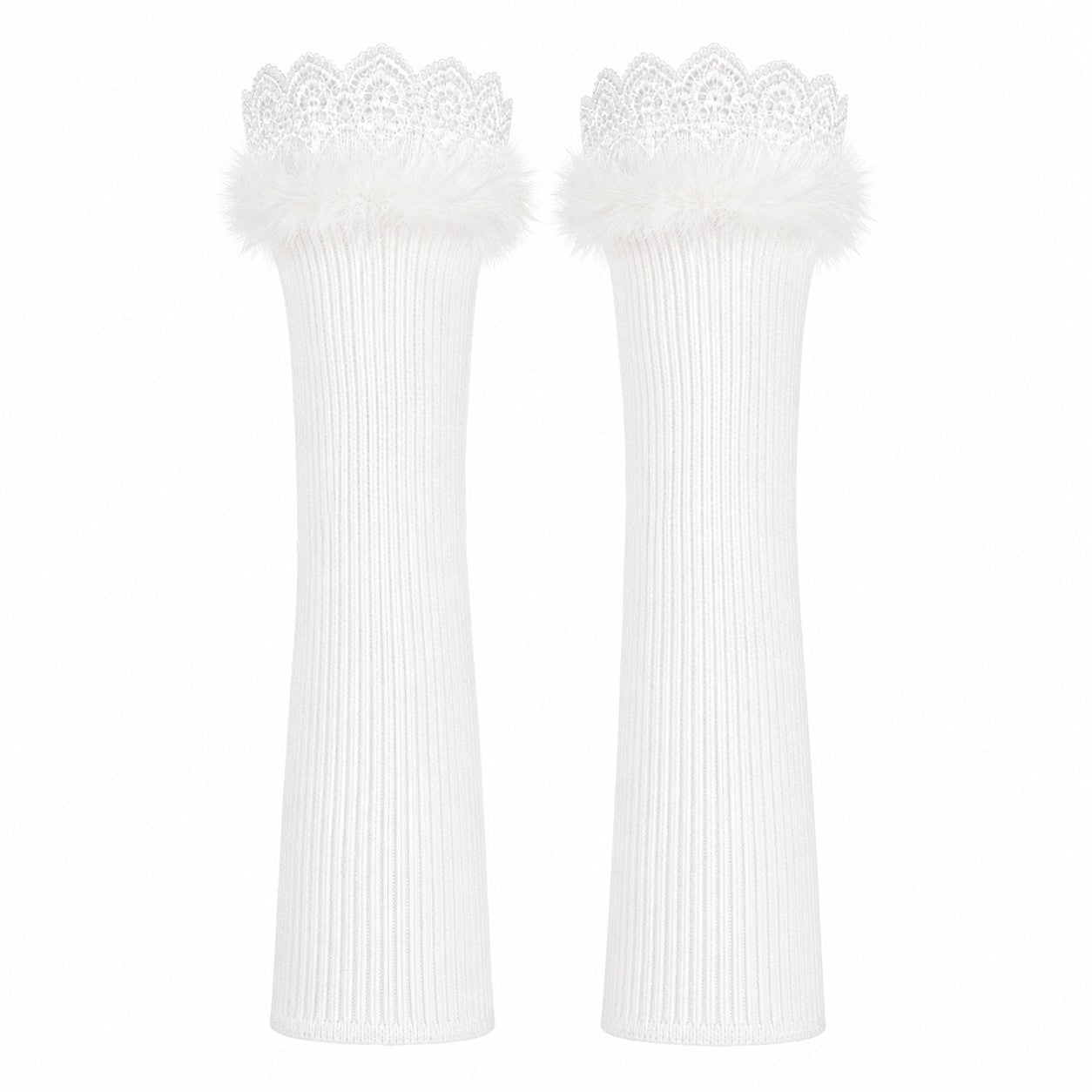 faux-fur-long-gloves White