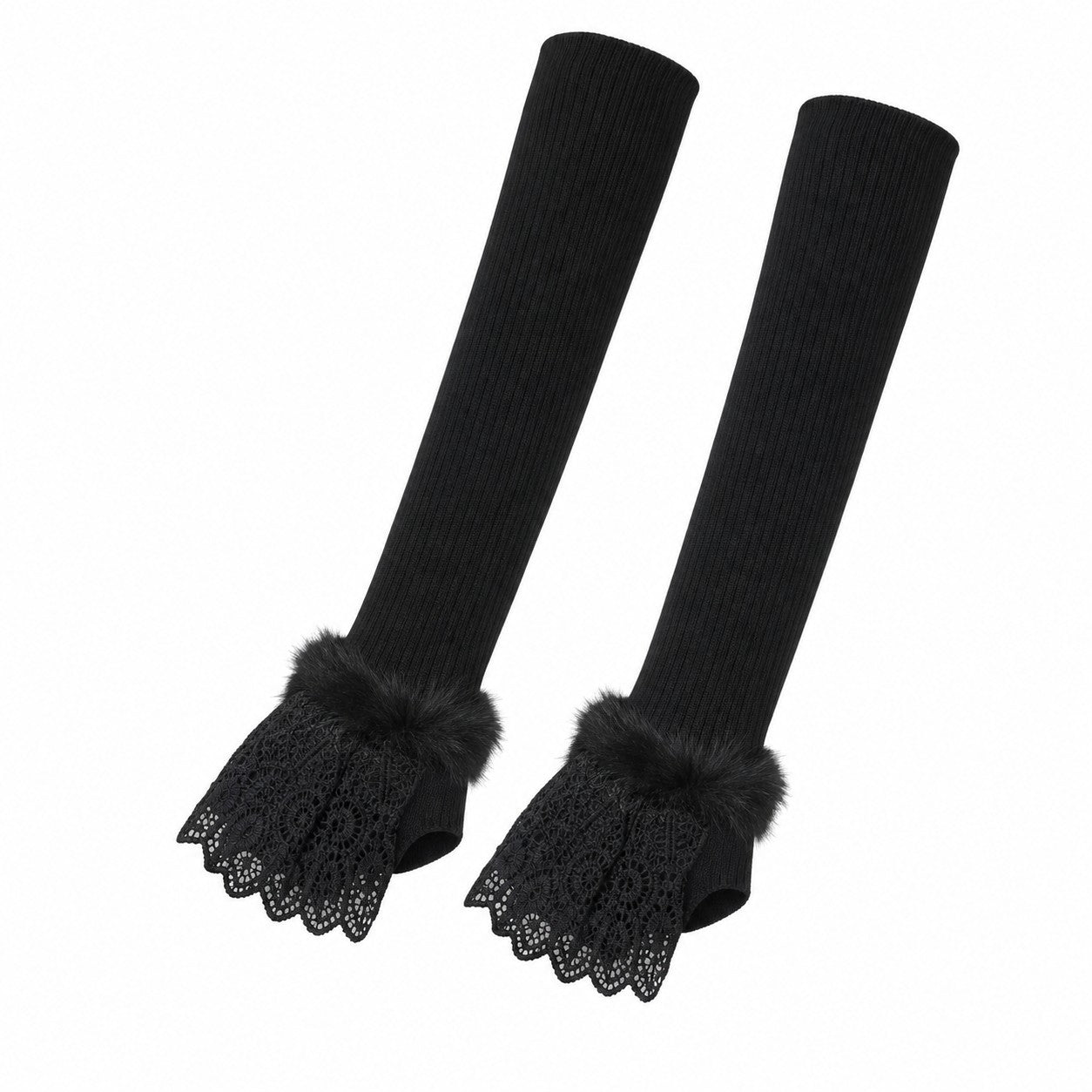 faux-fur-long-gloves black