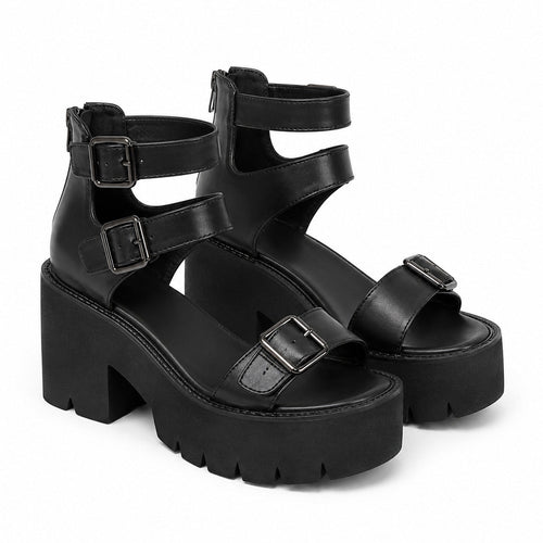 Brand Cool Leisure Platform Chunky Heels Gladiator Gothic Girls Women — AltBrat