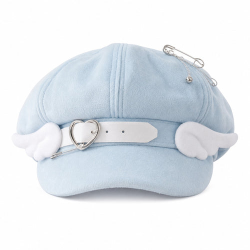 Bunny Ear Suede Beret with Belt & Star Charm