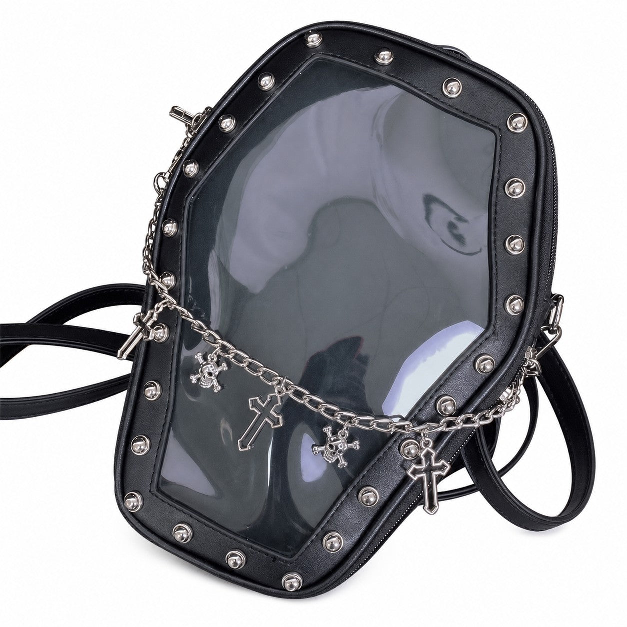 Gothic Punk Coffin Shape Ita Bag Women Clear Backpacks Dark Lolita Handbag and Shoulder Bag Girls Cosplay Designer 2 Insert
