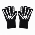 Gothic Punk Gloves Unisex Halloween Skeleton Skull Half Finger Gloves Glow in The Dark Fingerless Stretch Knitted Winter Mittens