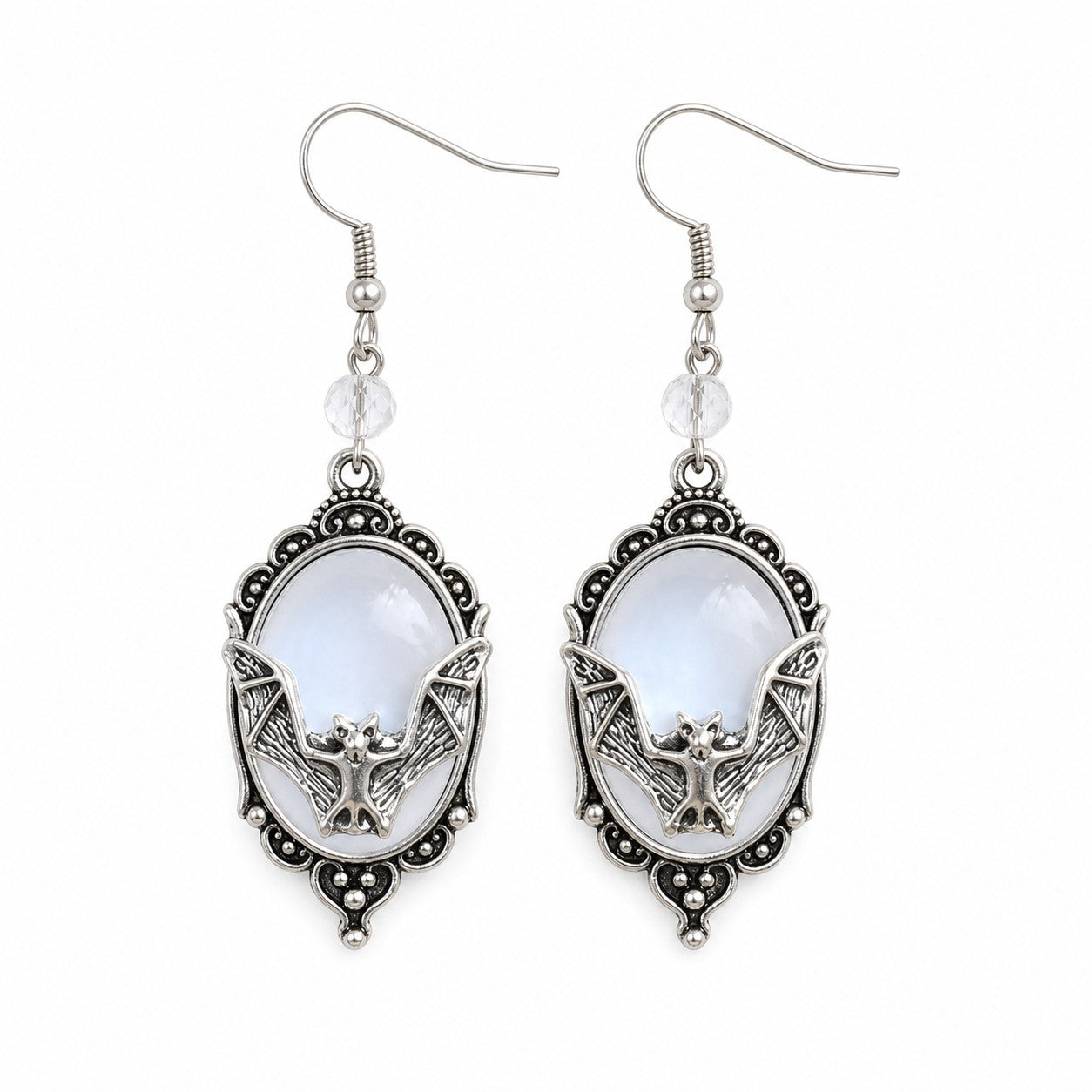 Gothic Vampire Bat Earrings Framed Bat Cameo Earring Halloween Witch Crystal Earrings Gift for Bat Lover