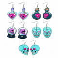 Halloween Earrings European and American Ins Dark Funny Skull Head Earrings Fashion Creativity Skull Hand Bat Earrings Female
