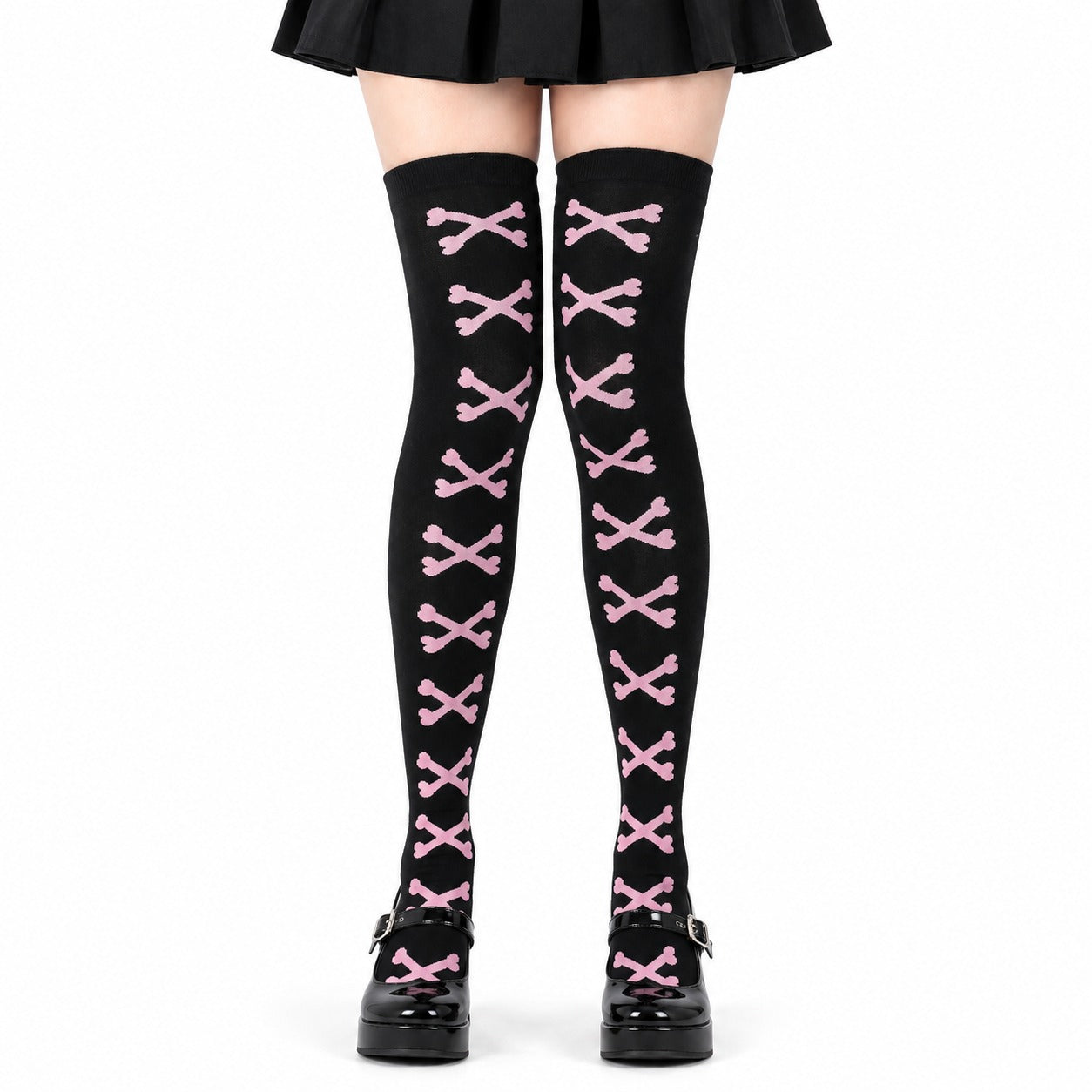 Heart Crossbones Over-Knee Thigh-High Socks — AltBrat
