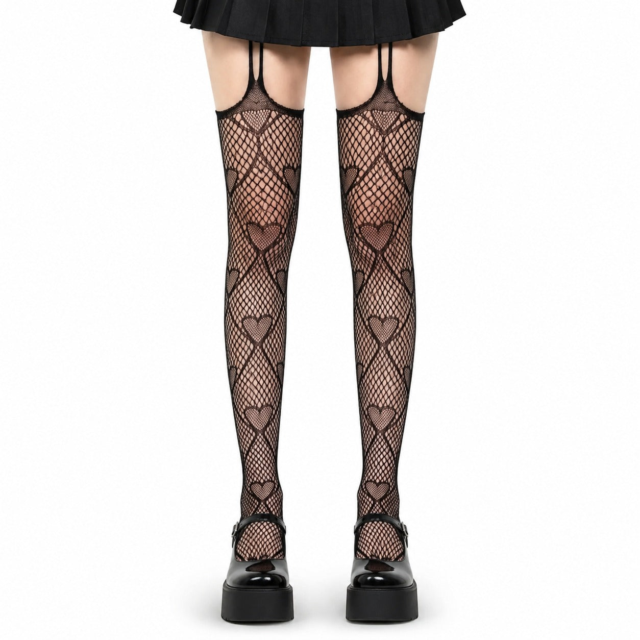 Heart Pattern Fishnet Tights — AltBrat