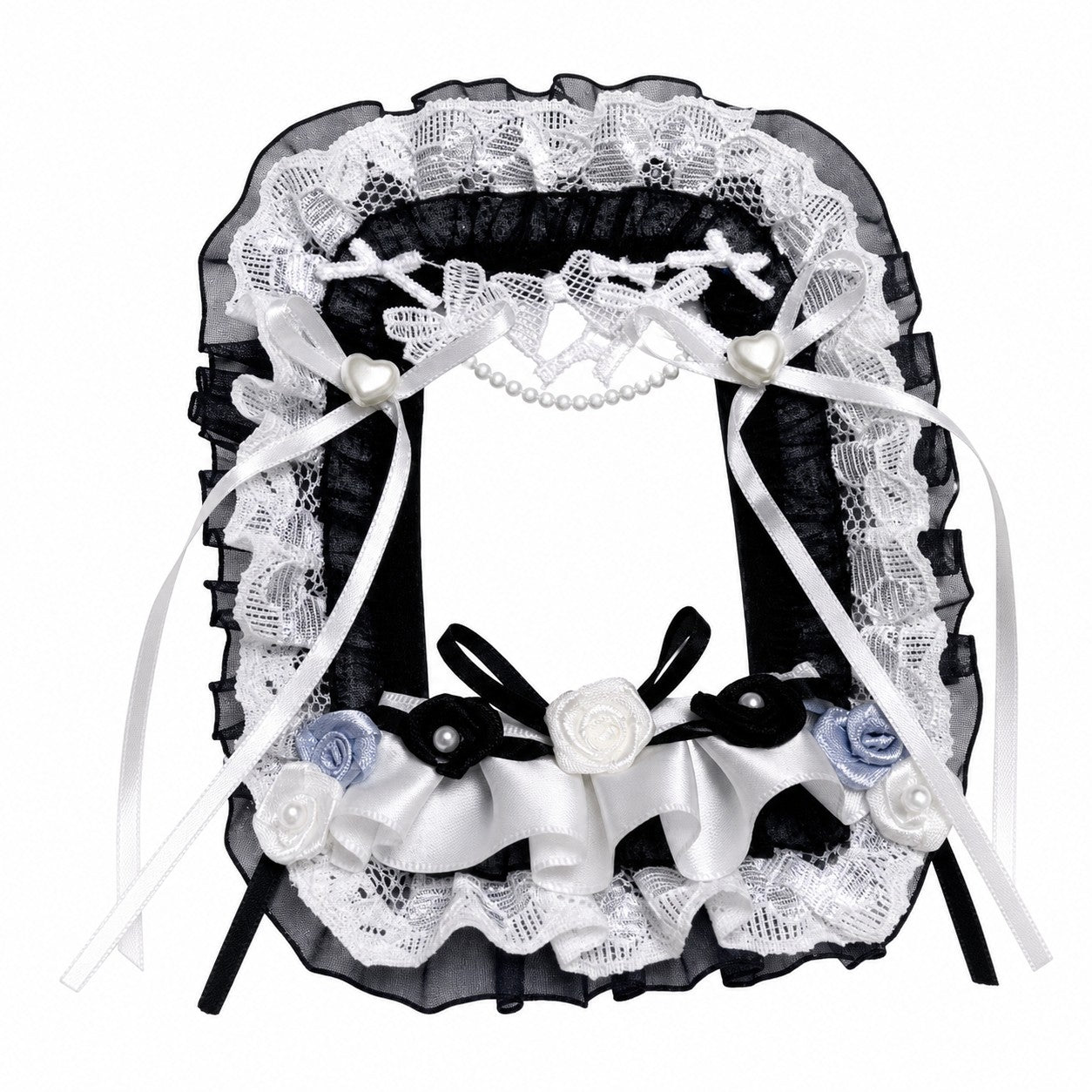 ita bag decoration idol photo display card holder DIY lace card cover bow itabag accessories ins photo protective black white