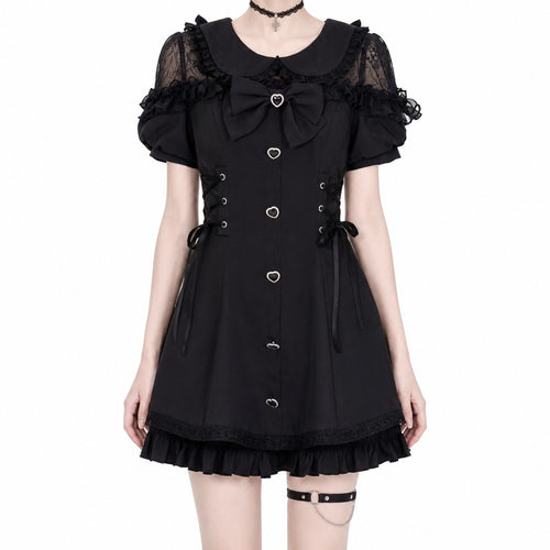 Bow Lace Heart Button Lolita Dress