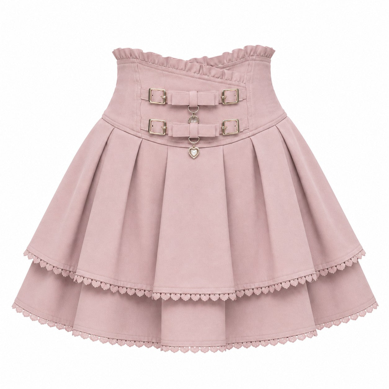 Lace Ruffle Cake Mini Skirt with Corset Belt