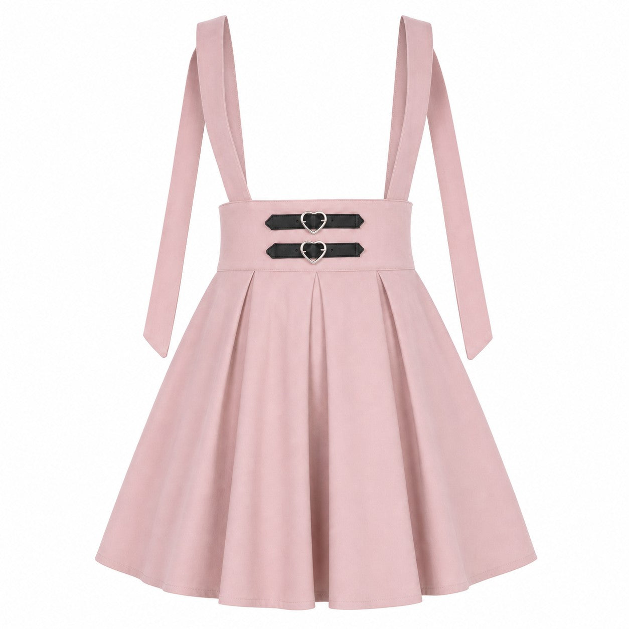 High-Waist Suspender Pleated Mini Skirt