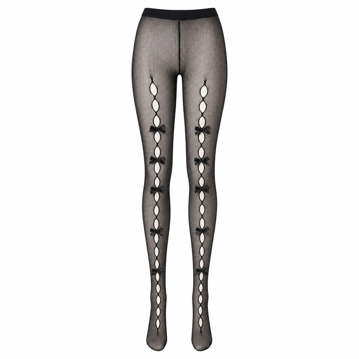 Bow Cut-Out Fishnet Tights