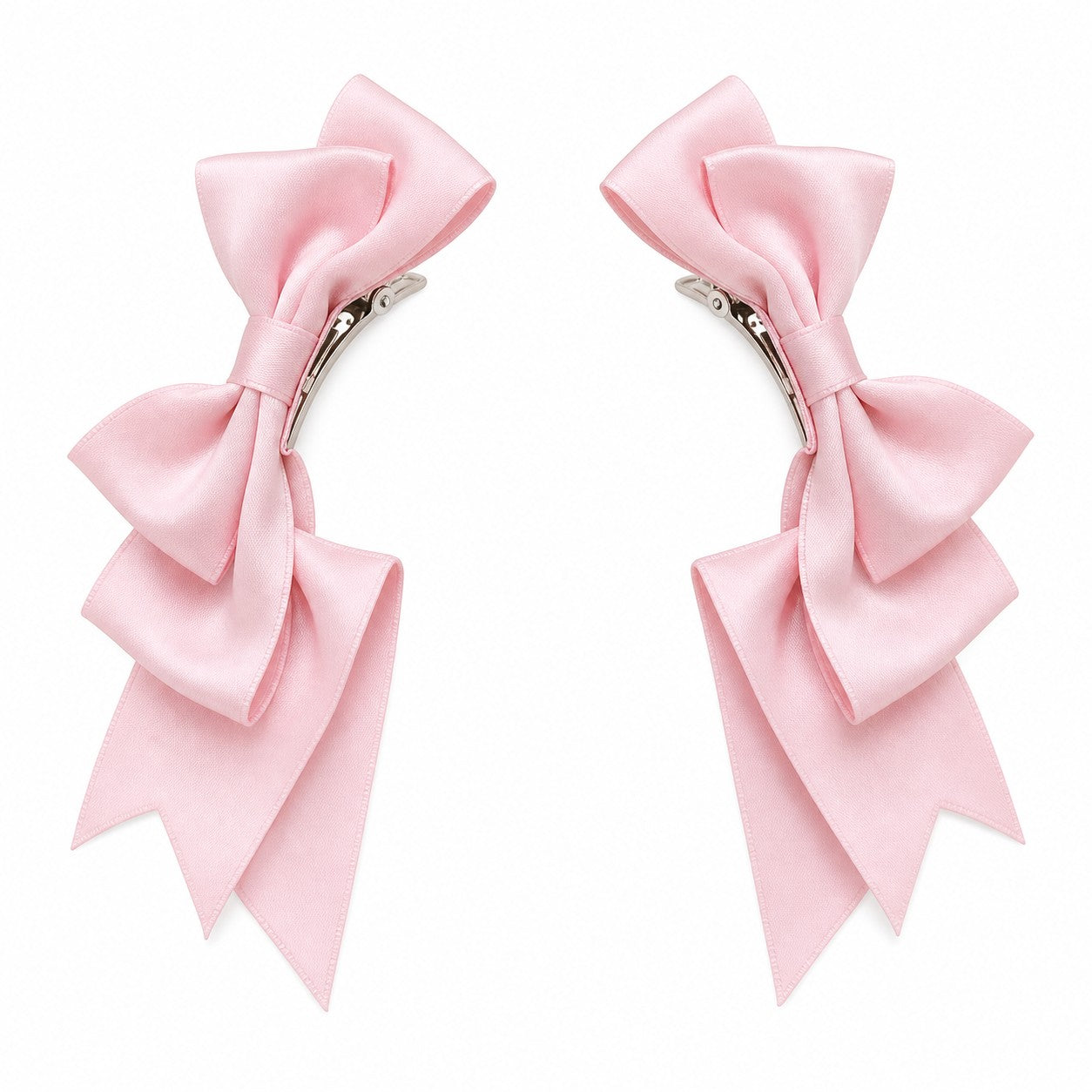 Satin Bow Hair Clips (Pair, Multi-Colour)
