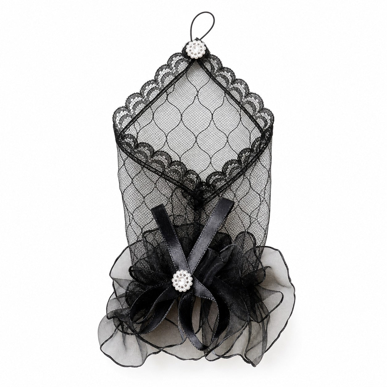 lace-bow-fishnet-gloves Black