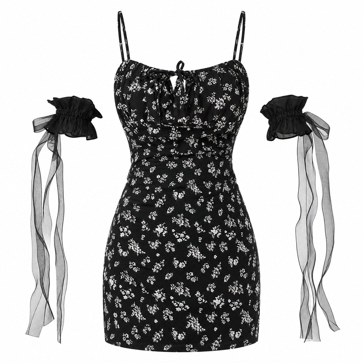 lace-bow-ribbon-arm-sleeves black