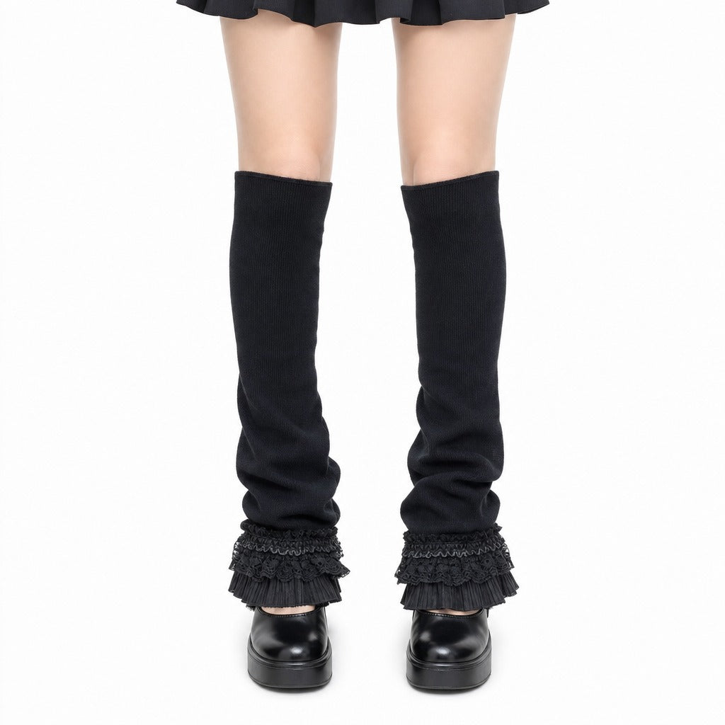 Lace Ruffle Leg Warmers with Suspender Straps — AltBrat