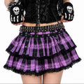 Purple Plaid Tiered Lace Ruffle Punk Skirt