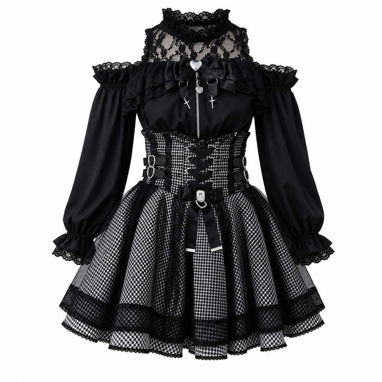 Lace Ruffle Tiered Skirt with Lace-Up Sides