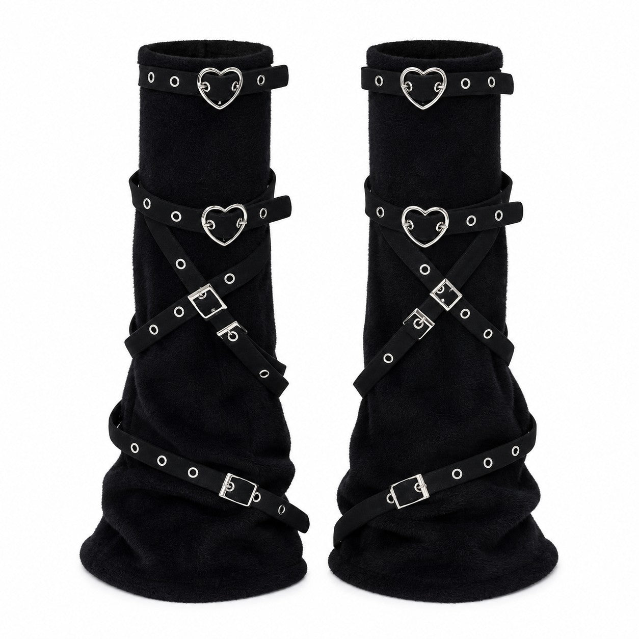 original-purple-y2k-love-metal-buckle-leg-cover-dark-punk-personality-leg-ring-cross-jk-knee-socks-women black