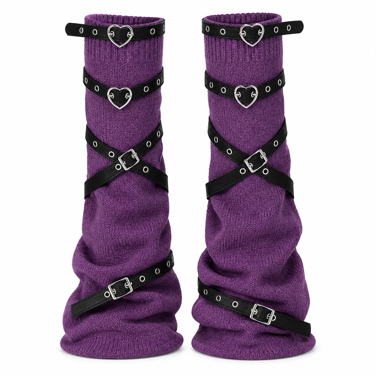 original-purple-y2k-love-metal-buckle-leg-cover-dark-punk-personality-leg-ring-cross-jk-knee-socks-women purple