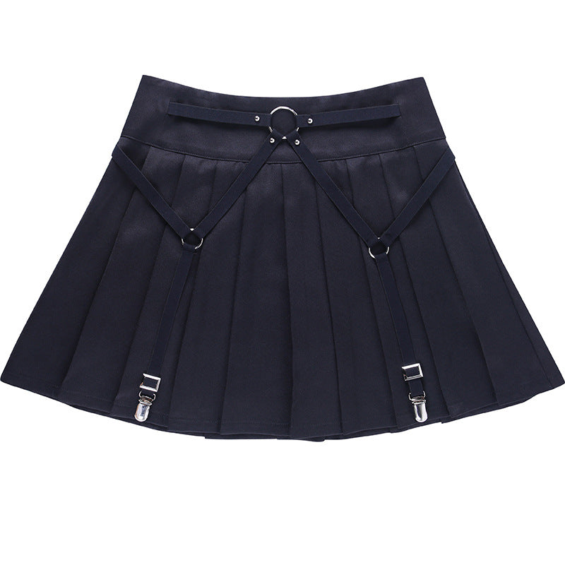 Pleated Skirt with Garter Harness & Sock Clips — AltBrat
