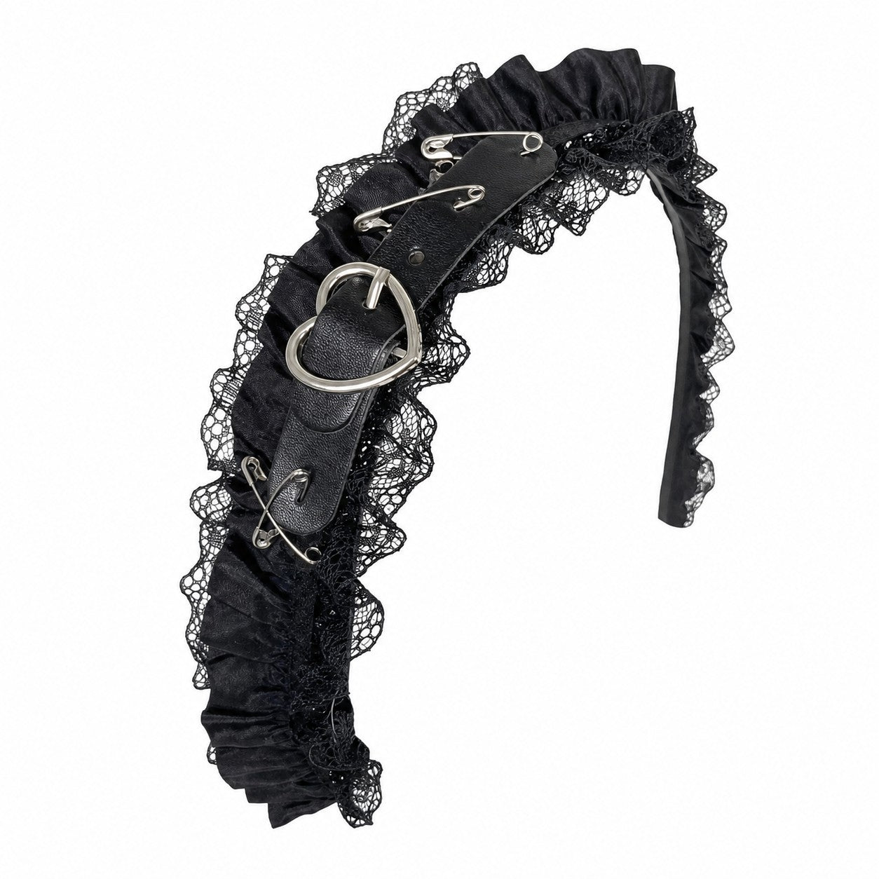 Lace Heart Buckle Pin Headband