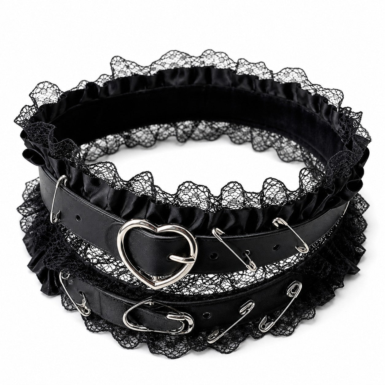 punk-lace-love-buckle-leather-pin-headband-lolita-girls-hair-bands-hairband-hoop-for-holiday-party-hair-accessories black