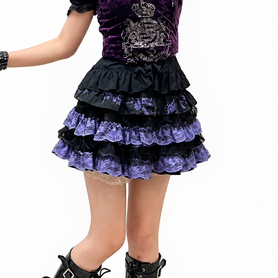 Purple Lace Tiered Cake Tutu Skirt — AltBrat