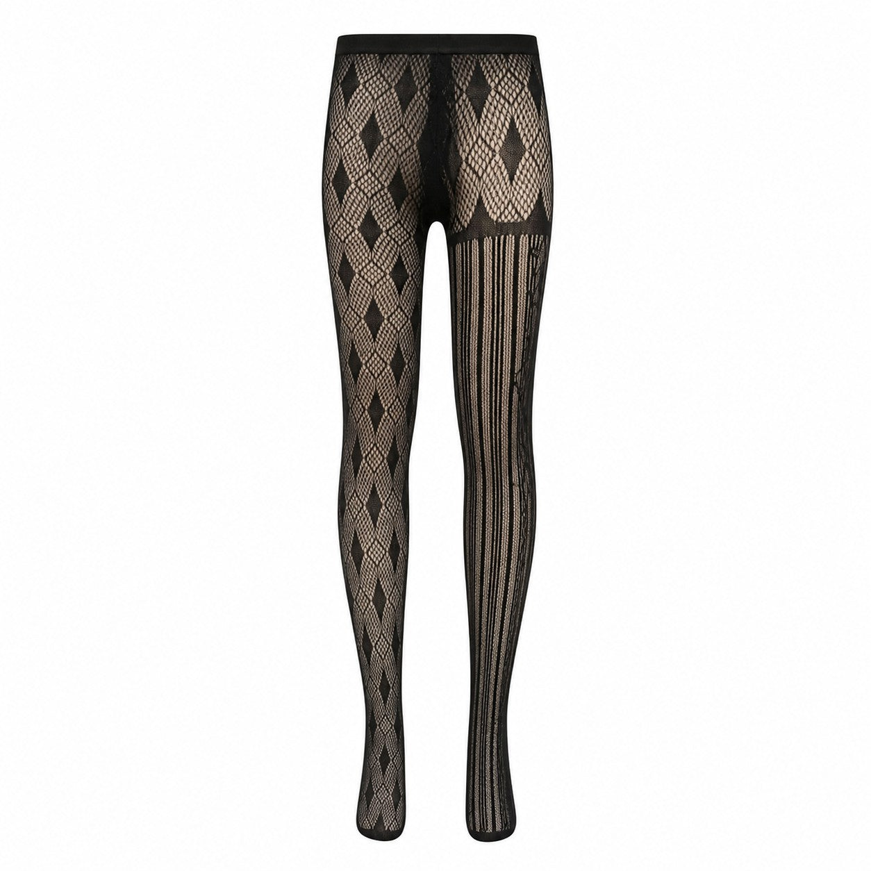 Patterned Fishnet Lace Tights (Diamond & Stripe)